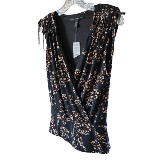 White House Black Market Floral Wrap V Neck Sleeveless Top Blouse XS - Picture 6 of 12